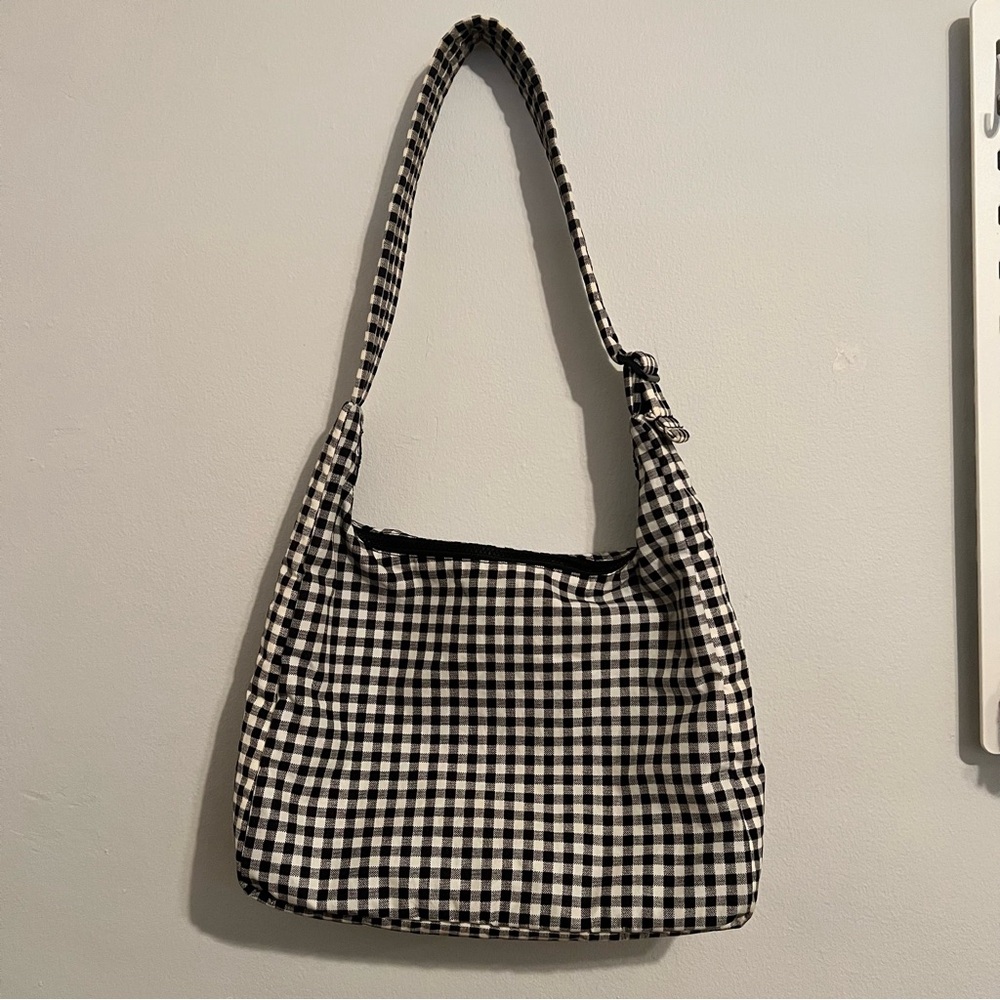 Baggu Large Nylon Shoulder Bag Black & White Gingham